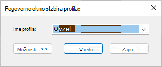 Pogovorno okno za izbiranje profila z imenom novega profila.