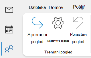 Posnetek zaslona nastavitev pogleda na klasičnem Outlookovem traku