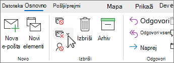 Izbrana puščica dol za čiščenje pogovora na klasičnem traku