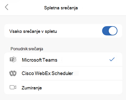 Izbira privzetega ponudnika v Outlooku v sistemu iOS