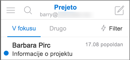 Slika Outlooka v telefonu iPhone.