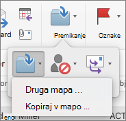 Premikanje ali kopiranje sporočil med mapami