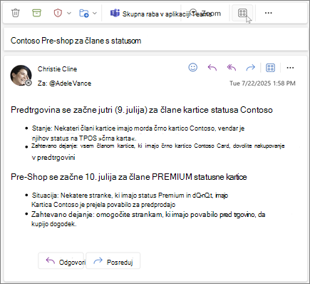 Izbrana je ikona »Več programčkov« na traku.