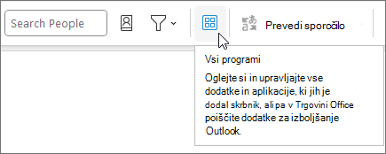 Ikona »Vsi programi« v postavitvi strnjenega traku v Outlooku v sistemu Windows.