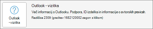 Izberite okno »Outlook – vizitka«.