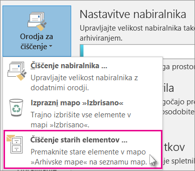 Čiščenje starih elementov