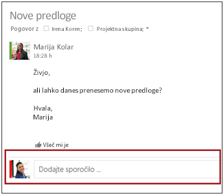 Dodajanje sporočila