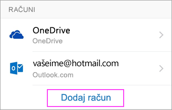 « Tapnite »Dodaj račun«