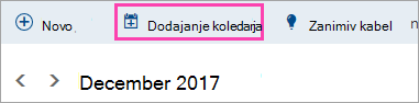 Posnetek zaslona gumba »Dodaj koledar«
