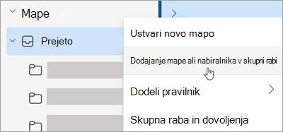 Screenshot showing selection to Add shared folder or mailbox