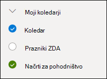 Posnetek zaslona potrditvenega polja ob možnosti koledarja