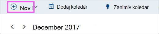 Posnetek zaslona gumba »Novo«