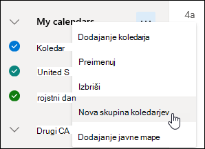 Posnetek zaslona gumba »Nov dogodek koledarja«