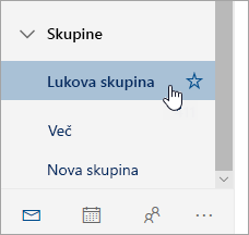 Posnetek zaslona skupine v podoknu za krmarjenje