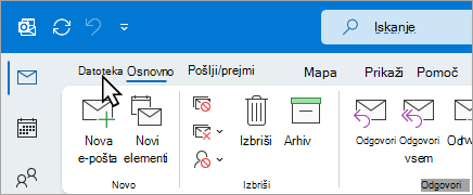 Izberite »Datoteka« na traku