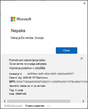 Napaka vpisa 4usqa v klasični Outlook
