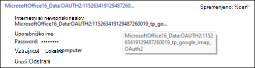 Sporočilo MSOffice OAUTH2