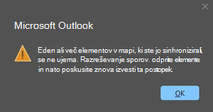 Outlookova napaka pri sporu s elementom srečanja