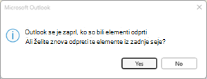 Outlookova napaka zadnje seje