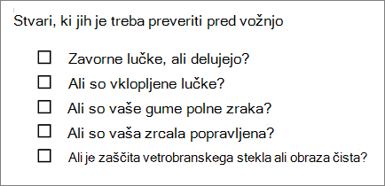 Primer označenega seznama s polji.