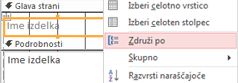 Če želite ustvariti združeno poročilo, izberite možnost »Združi«.