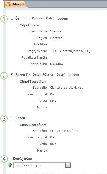 Makro z izjavo Če/Razen če/Razen.