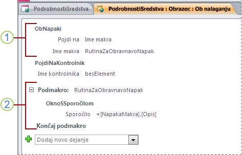 Makro s podmakrom za obravnavanje napak.