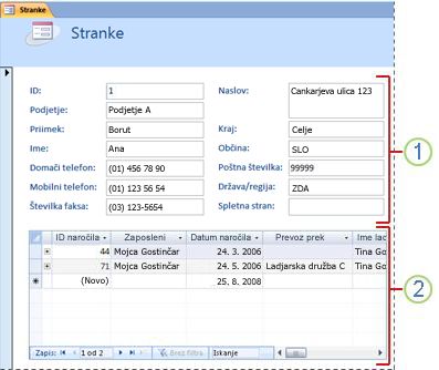 Obrazec za posamezni element