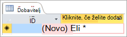 Izrezek zaslona z ID-jem v tabeli »Dobavitelj«