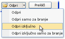 Odpiranje datoteke v izključnem načinu