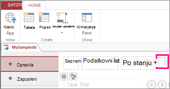»Dodaj pogled seznama« iz Accessovega odjemalca
