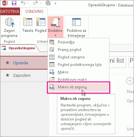 Ukaz »Makro ob zagonu« na traku.
