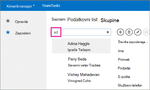 Primer iskanja po znakih oglasa