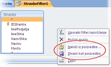 Posebne možnosti filtra