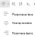 Meni »Poravnaj« v Outlooku v spletu.