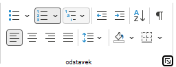 Skupina odstavkov na traku v Outlooku.