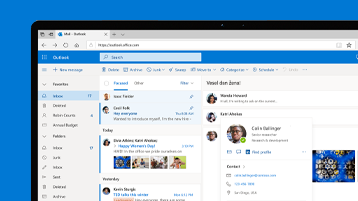 Posnetek začetnega zaslona spletne aplikacije Outlook Web App.