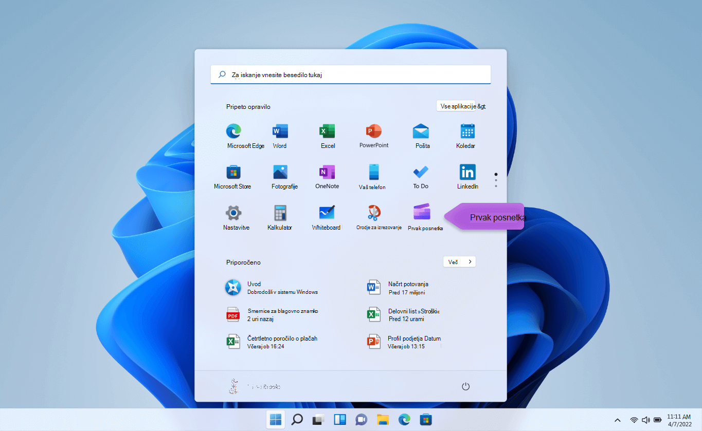 Prikaže ikono Clipchamp v sistemu Windows 11.