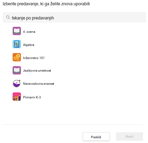 izberite predavanje