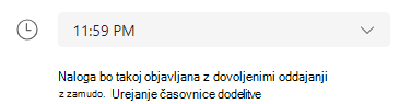 Urejanje časovnice dodelitve