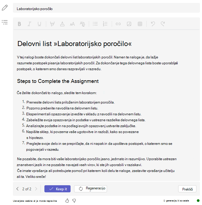 Koraki laboratorijskega poročila