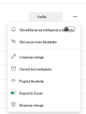 Posnetek zaslona možnosti obvestila.