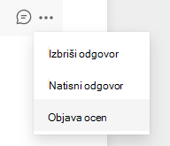 Posnetek zaslona možnosti rezultatov objave.