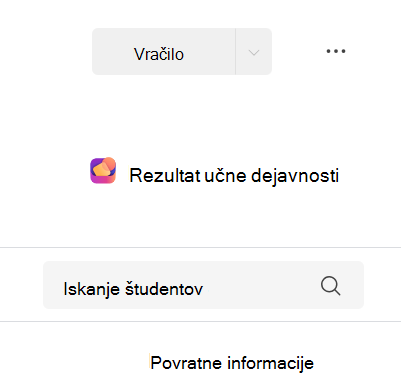 Posnetek zaslona rezultata učne dejavnosti.