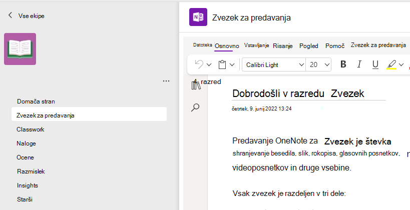 zvezek za predavanja