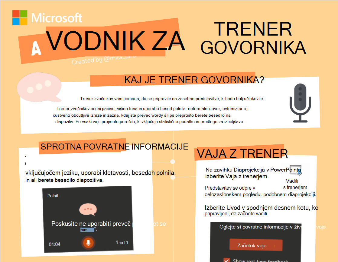 Posnetek zaslona mentorja za govorništvo.
