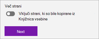 Posnetek zaslona strani za porazdelitev.