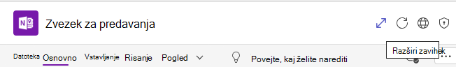 Posnetek zaslona z razširitvenim zavihkom.