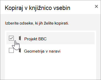 Izberite odseke, ki jih želite kopirati.