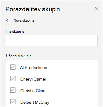 Izberite potrditvena polja ob imenih učencev.